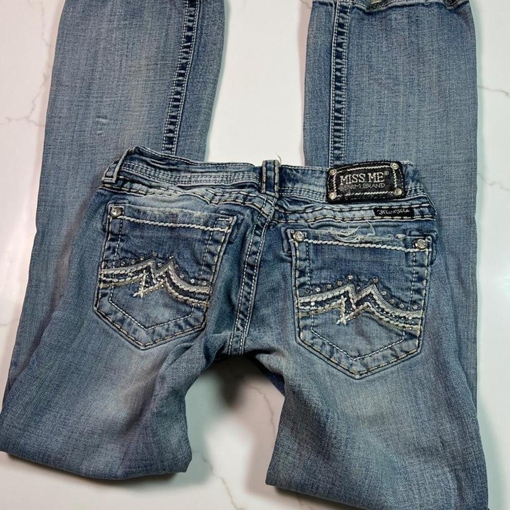 Miss Me Bootcut Jeans Womens 27 Distressed Embellished JE1048B2R Medium Wash